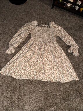 Floral Smocked Long-Sleeve Ruffle Dress Dress Forum Size L